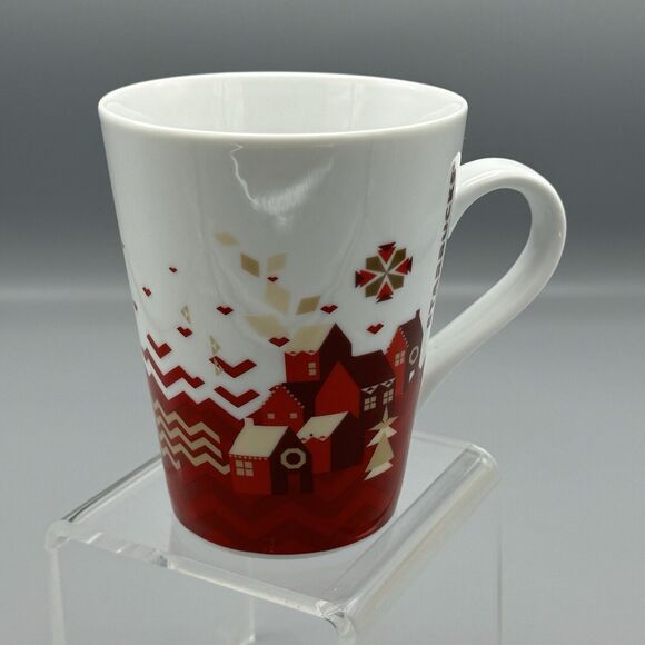 Starbucks Holiday Christmas Coffee Tee Mug Cup 14 oz Red Town Village 2013 Brown - Picture 2 of 8